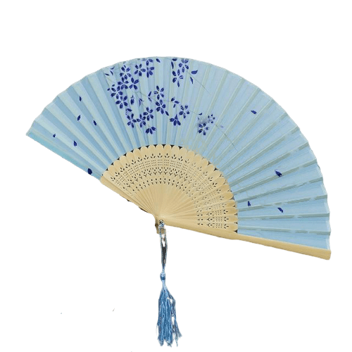 Chinese Fan Flowers Blue | Teng Shop